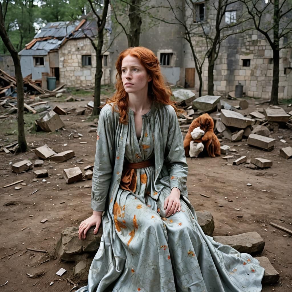 Emily in a Nuclear Shelter: A Cinematic Film Still