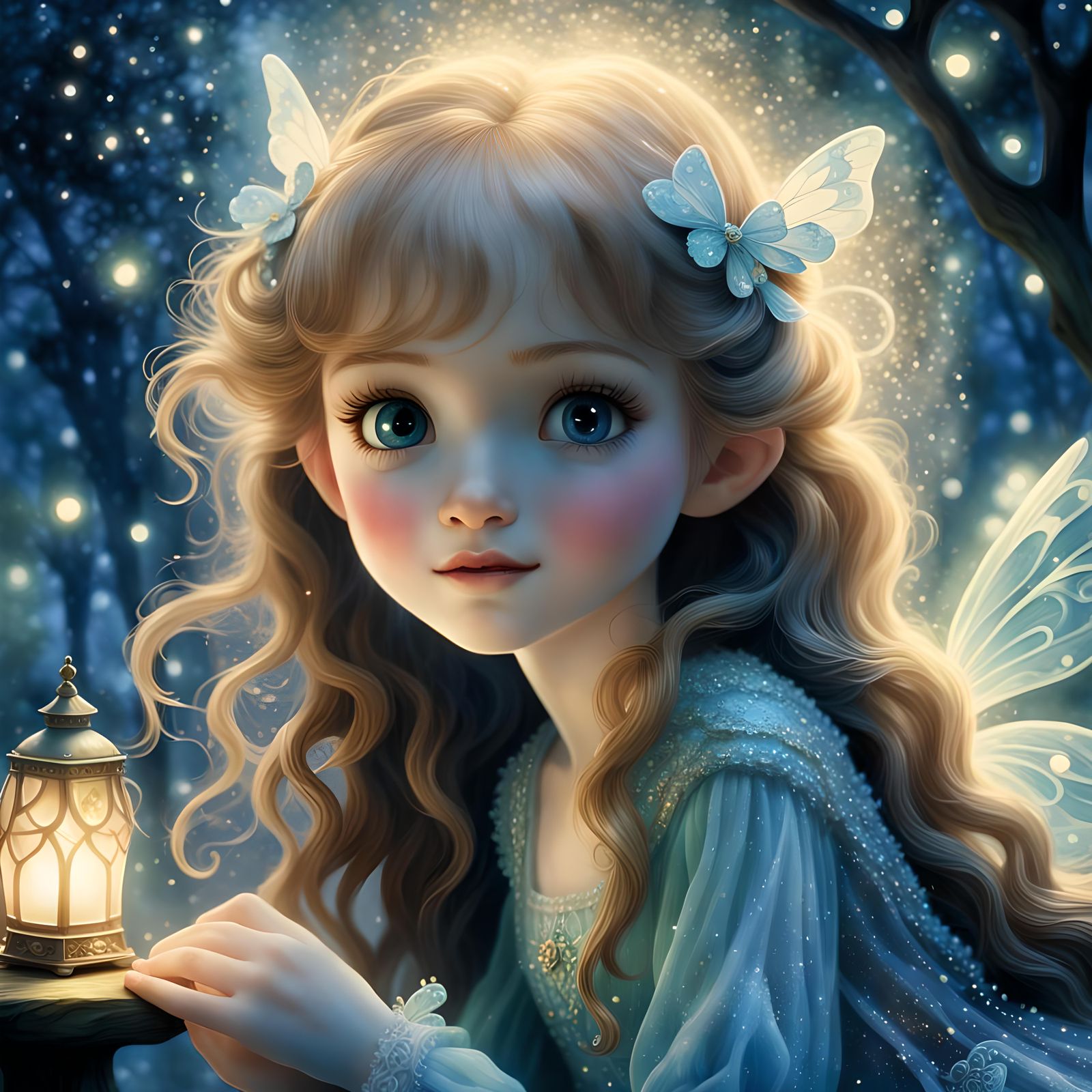 Adorable Fairy Holds Dentures in Bedroom: Hyperrealistic Mac...