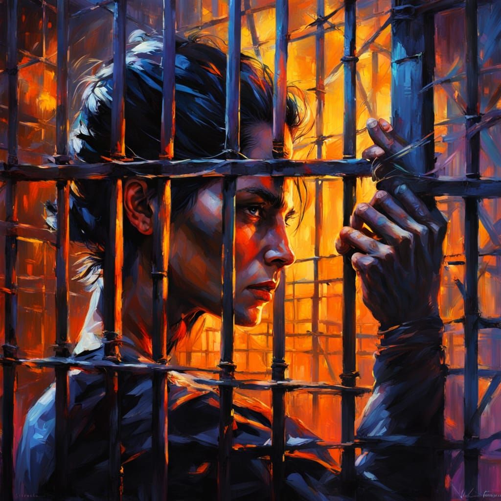 Fantasy Prison Portrait in Blacklight Neon