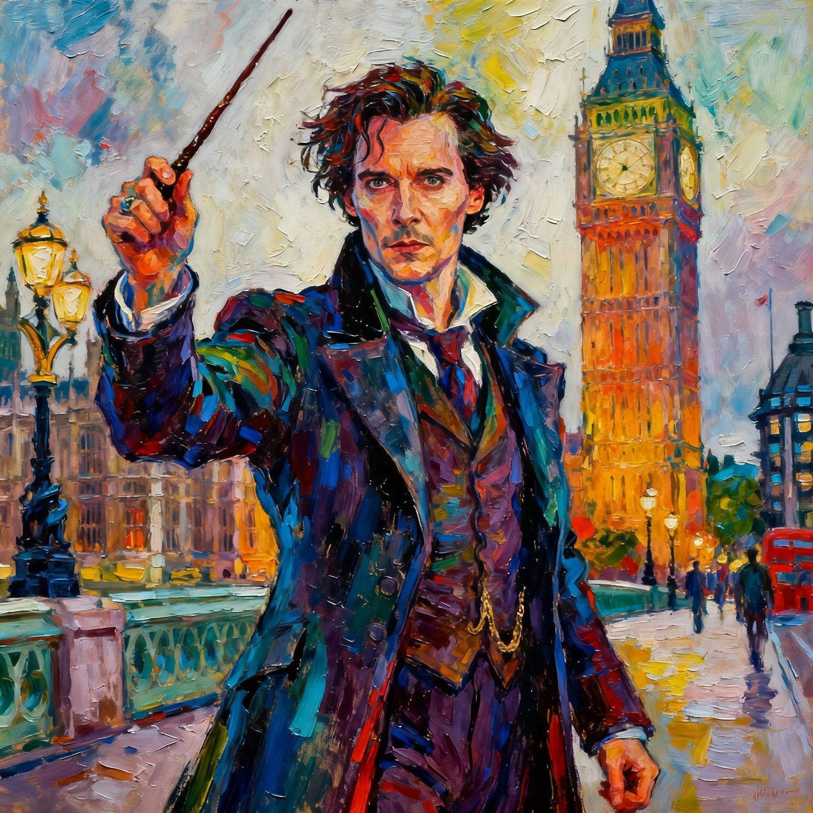 Grindelwald Standing Determinedly in London, Neo-Impressioni...