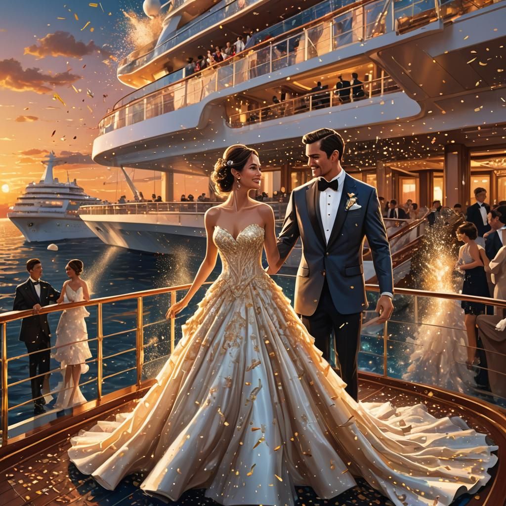 Luxury Cruise Ship Wedding at Sunset