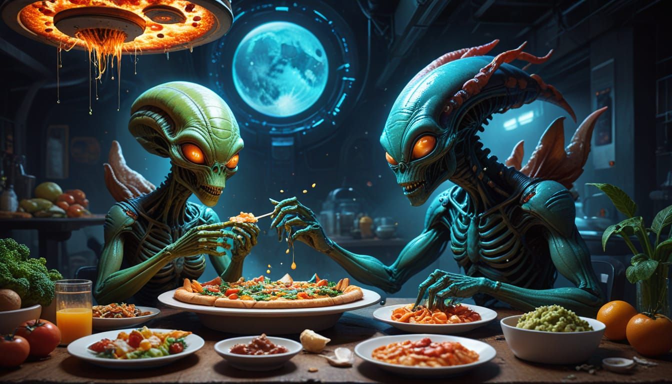 Alien and Human Culinary Exchange: A Humorous Food Swap