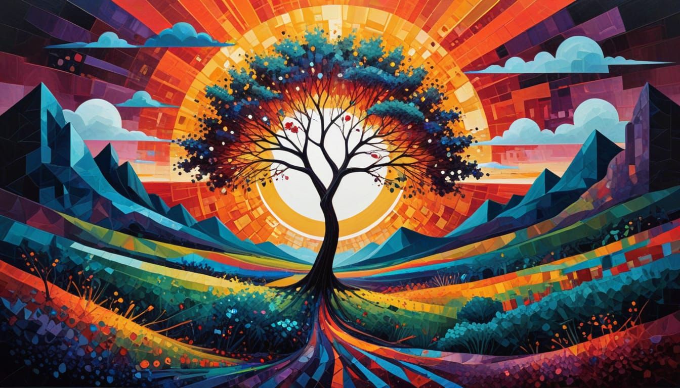 Geometric Sunrise: An Abstract Expression of Healing