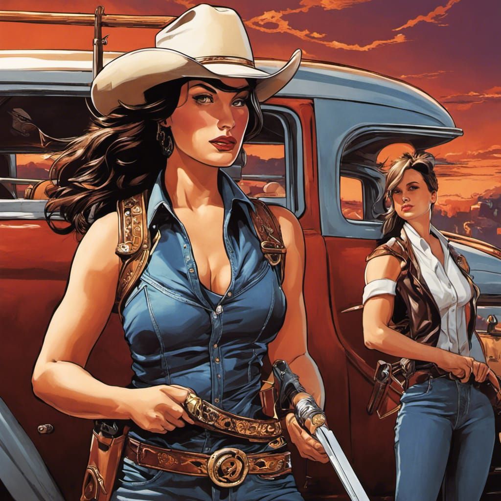 Vibrant Cowgirls at Wild West Rodeo