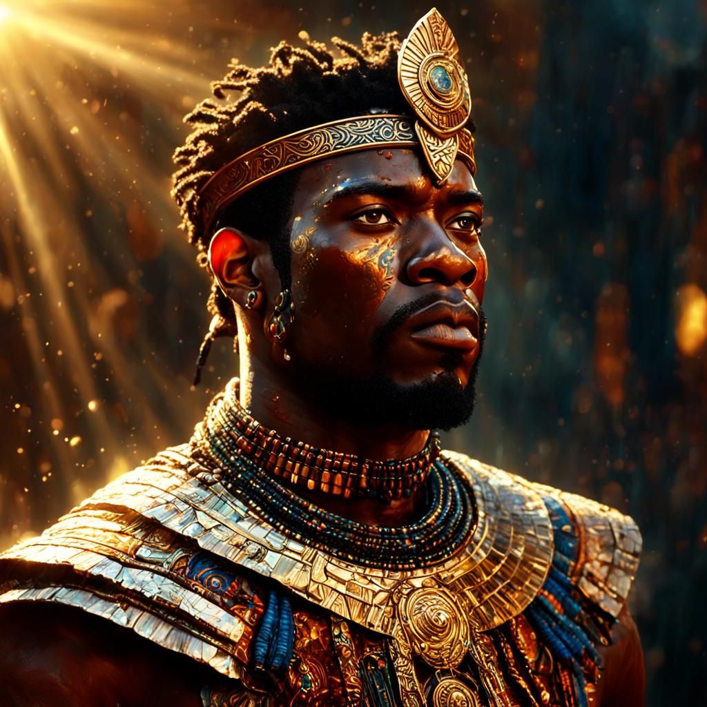 African Prince on Golden Throne in Colorful Street Art