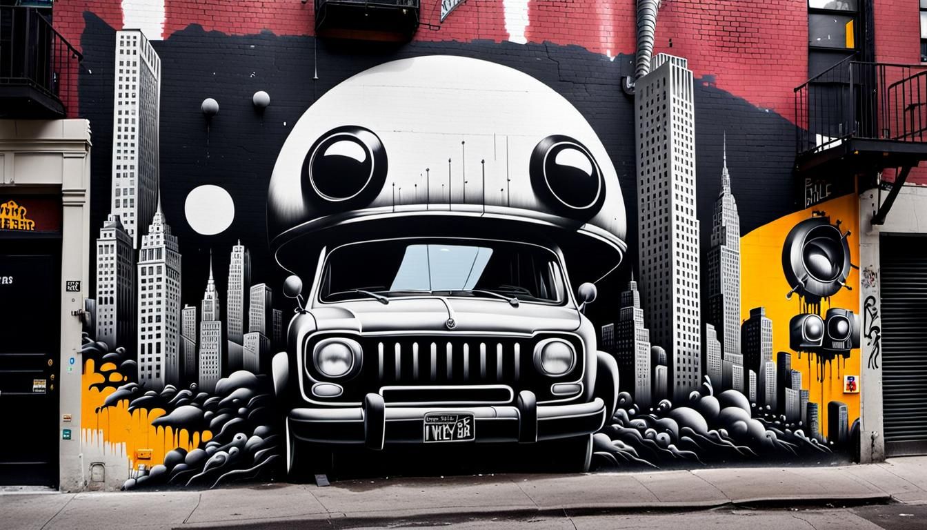 Abstract Surrealism: Black and White Graffiti Art