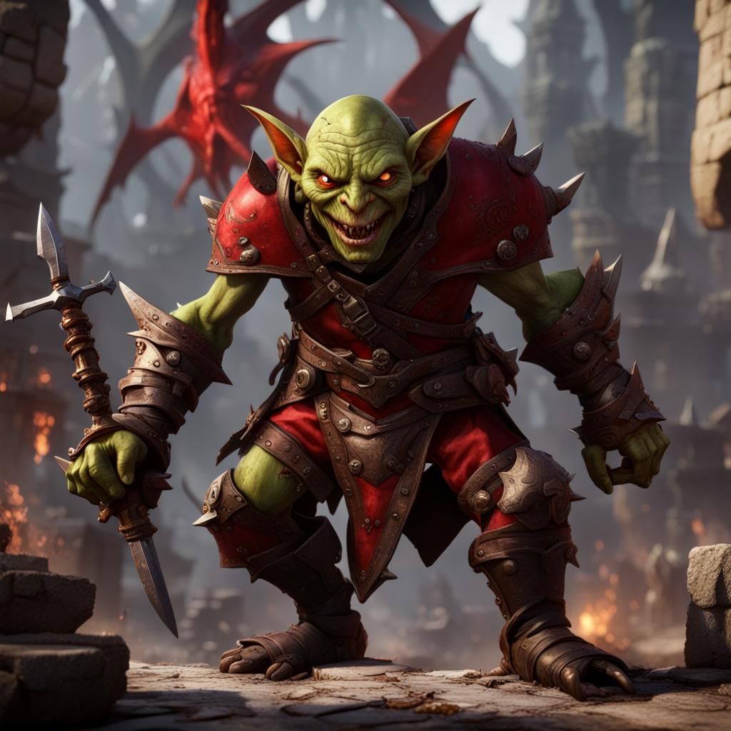 Mean Goblin with Daggers in Red Armor