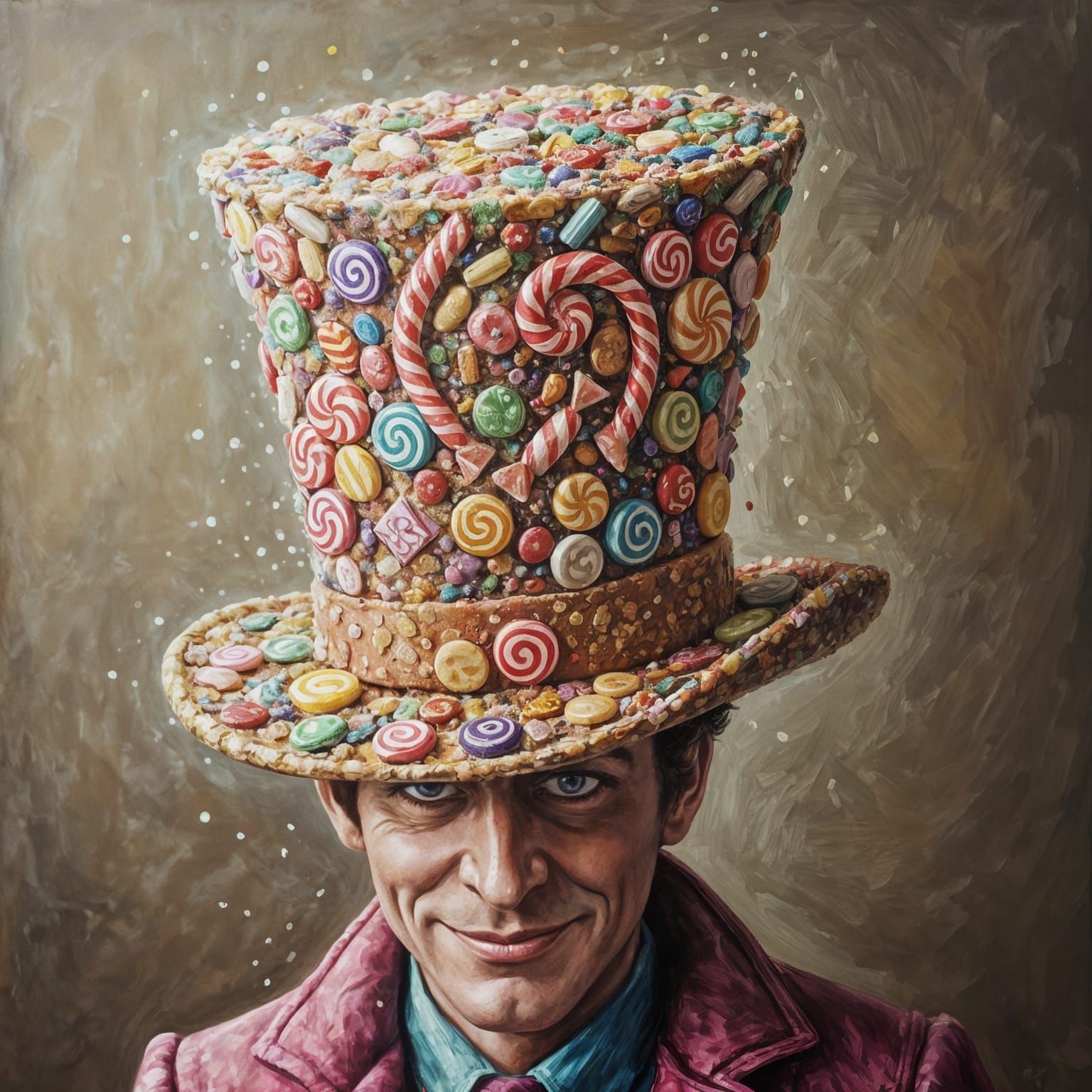 Magical Candy Top Hat by Willy Wonka in Gouache
