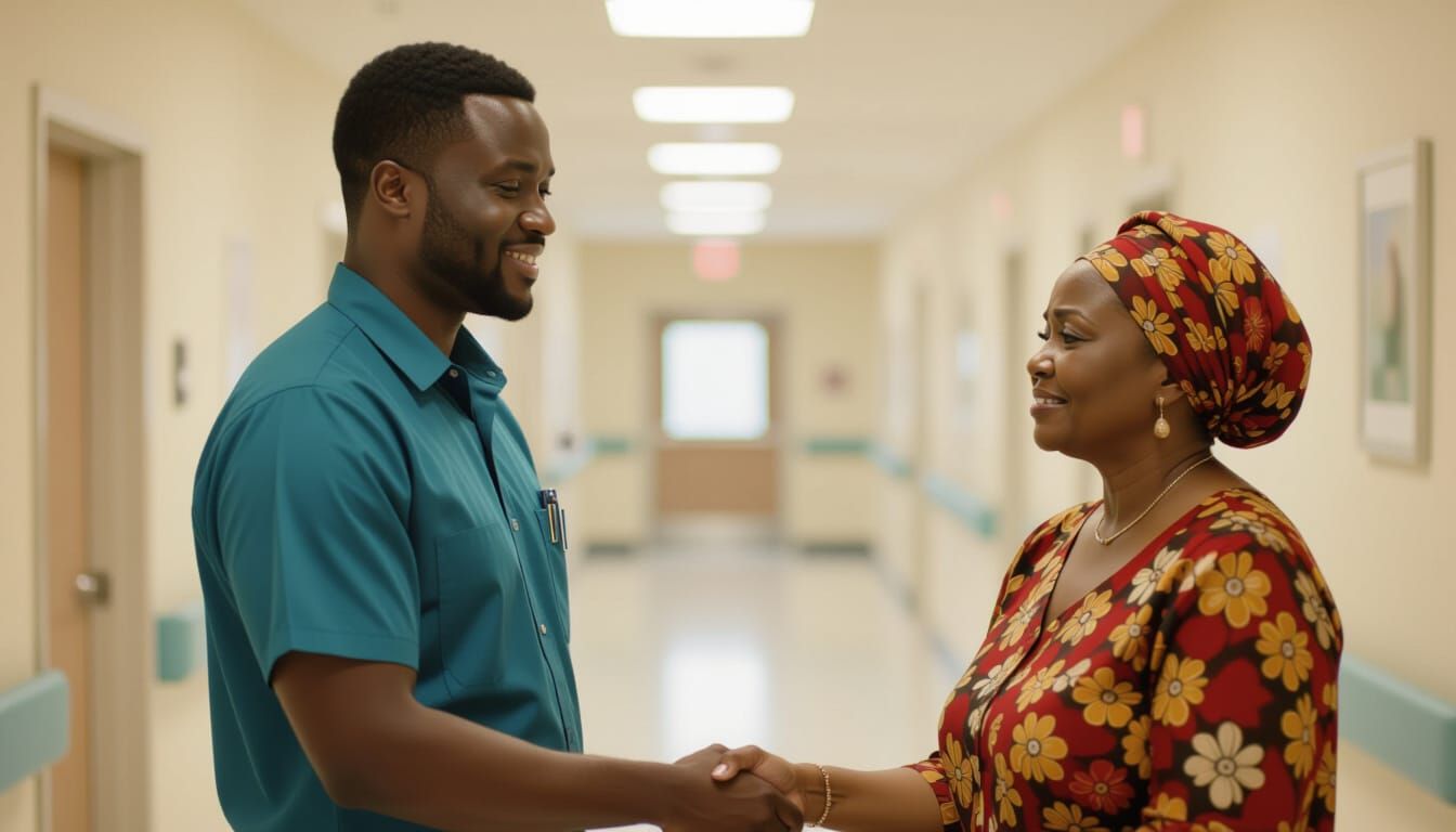 Man Receives Grateful Thanks in Hospital Hallway