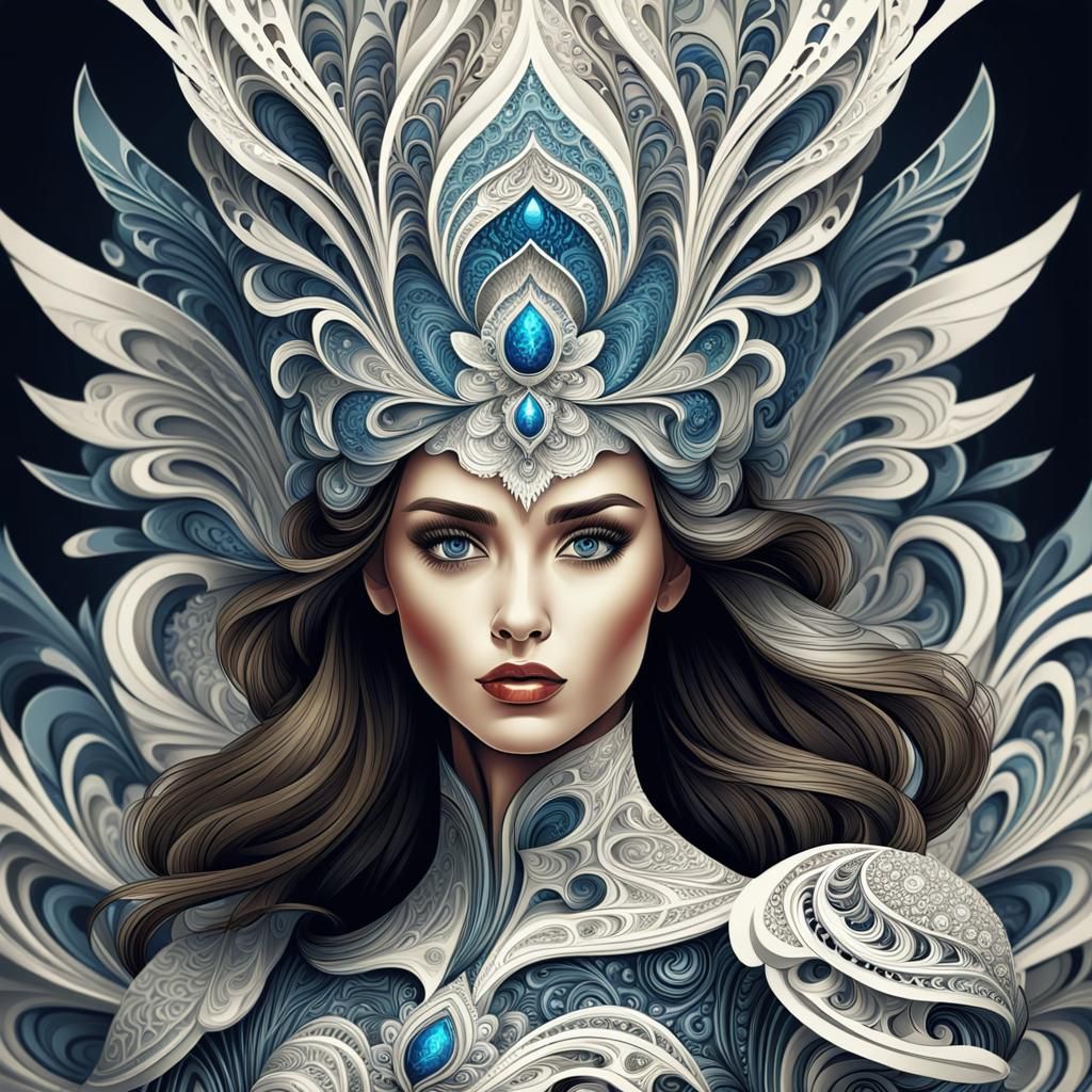 Beautiful Woman Supports Russian Army with Abstract Art