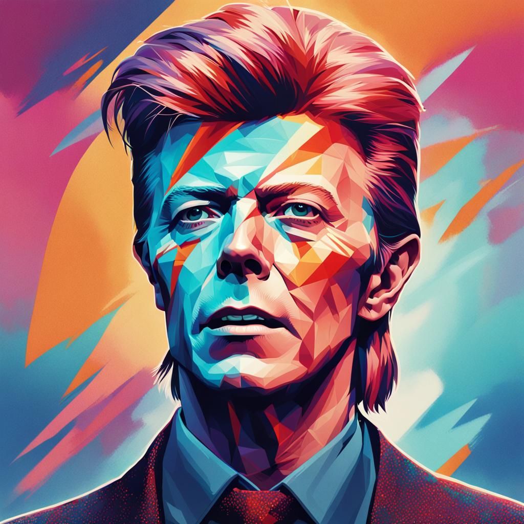 David Bowie Portrait in Art Nouveau Style