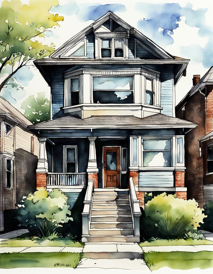 Cozy Classic Chicago Home in Watercolor Ink