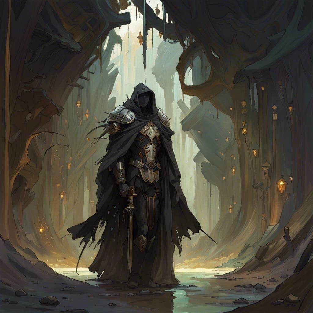 Inter-dimensional Outlaw in Dark Fantasy Style