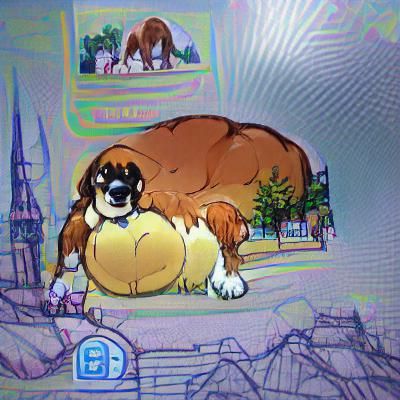 Overweight St. Bernard, Rottweiler, Golden Retriever Illustr...