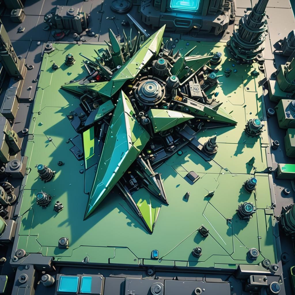 Green Triangle Fits Blue Square: Sci-Fi Concept Art
