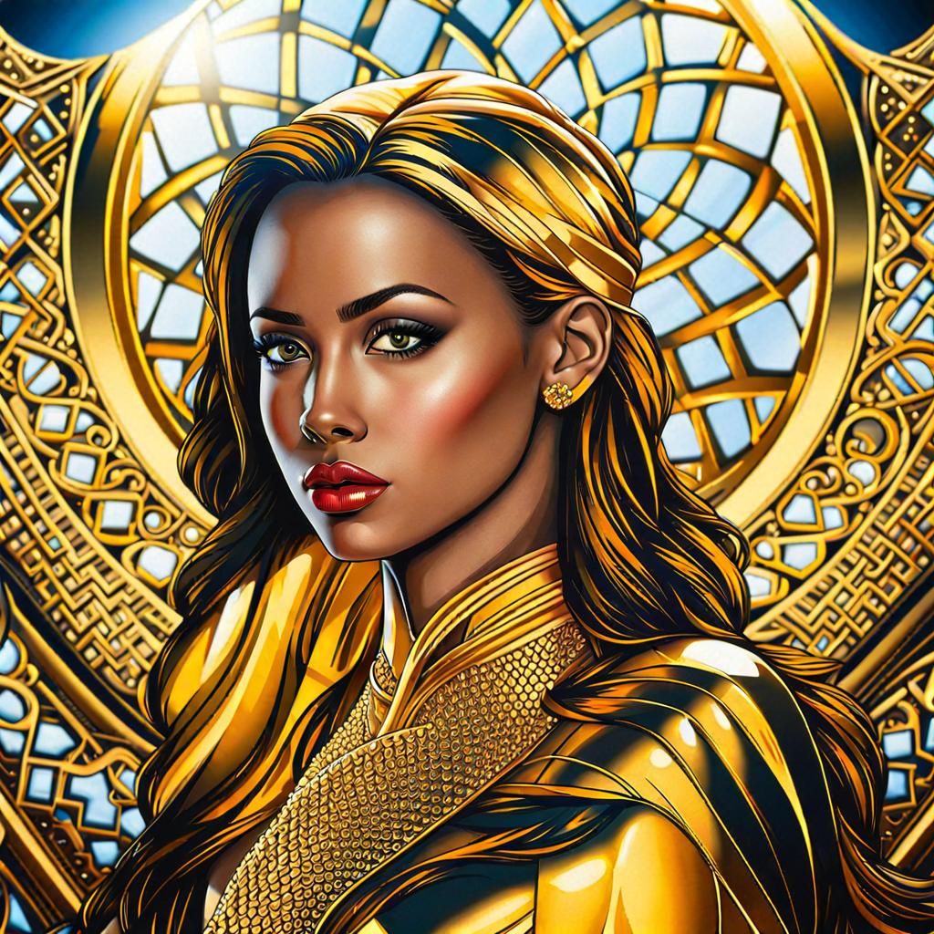 Gold Gradient Hourglass in Hyperrealistic Digital Art