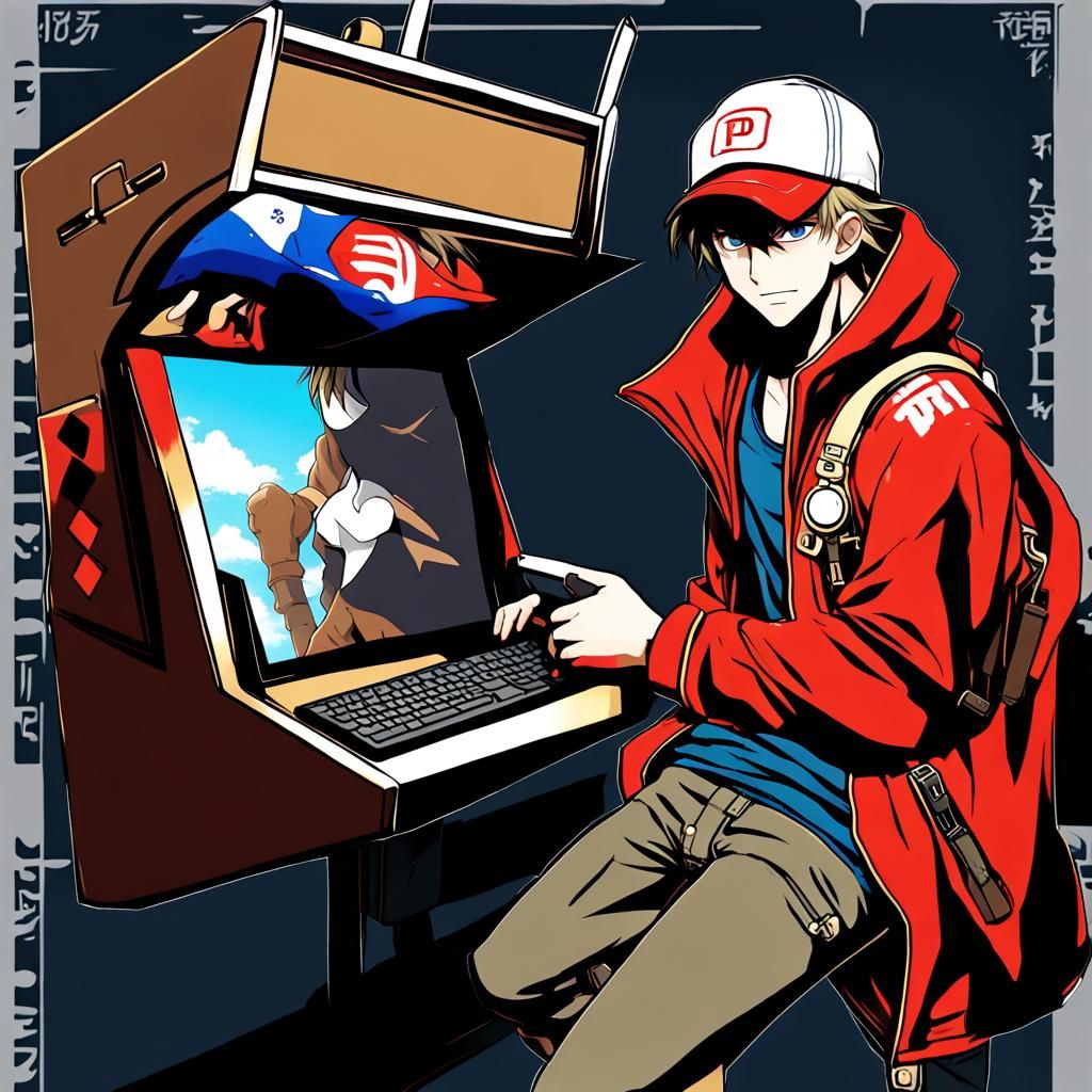 Anime-Style Nomad Character with Gamer Theme