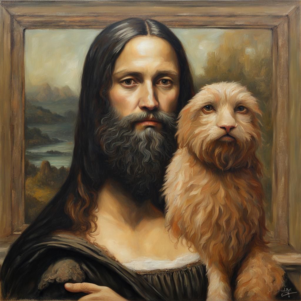 Bearded Mona Lisa Oil Painting