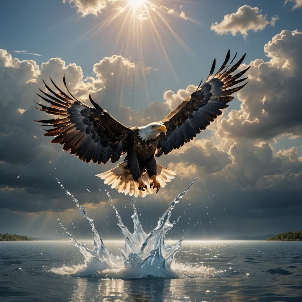 Liquid Eagle Soaring: A Detailed Matte Painting