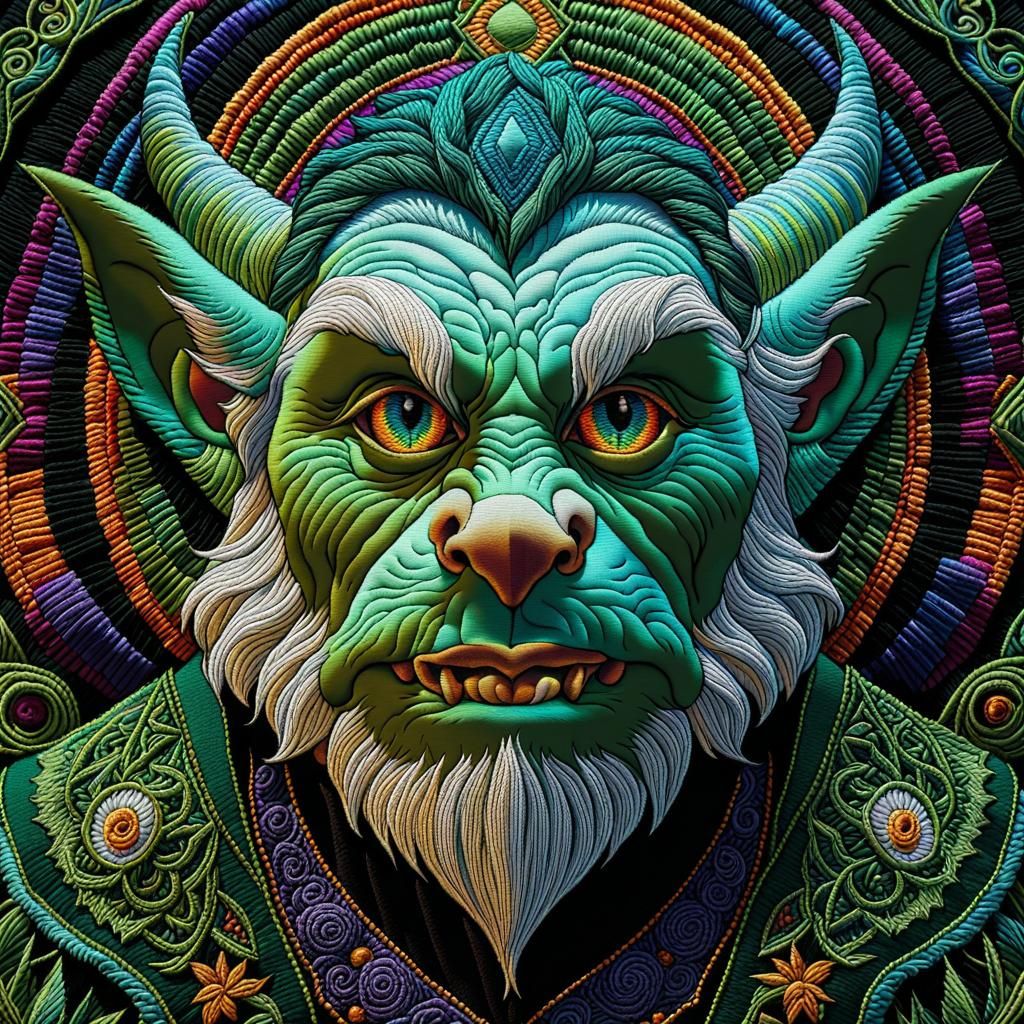 Kaleidoscopic Goblin Warlock Embroidery Masterwork