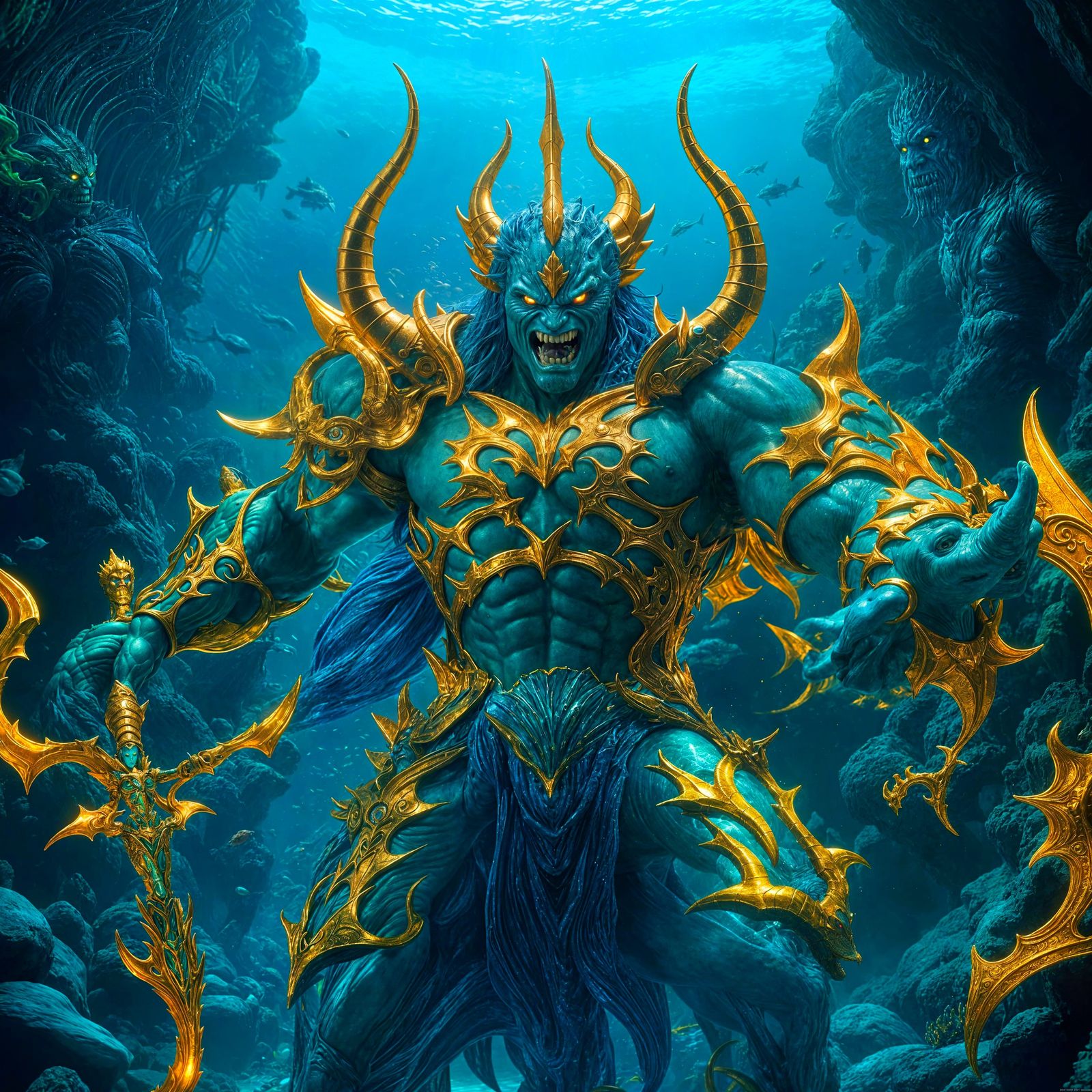 Fantastic Underwater Kingdom Lord in Exquisite Armor