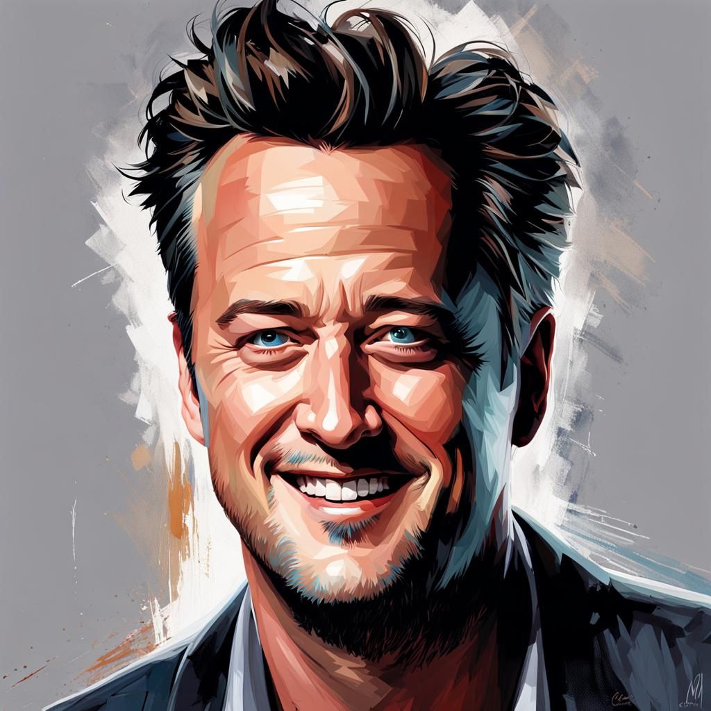 Matthew Perry Portrait as Chandler Bing in Pop Art Style