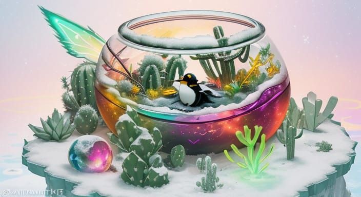 Surreal Harmony of Elements in a Fantastical Winter Scene