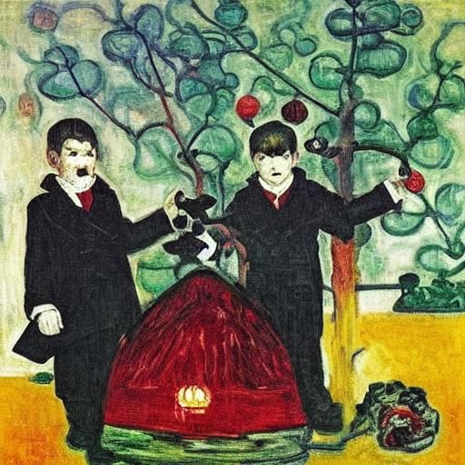 Vampire Lord and Helpers in Abstract Art Style
