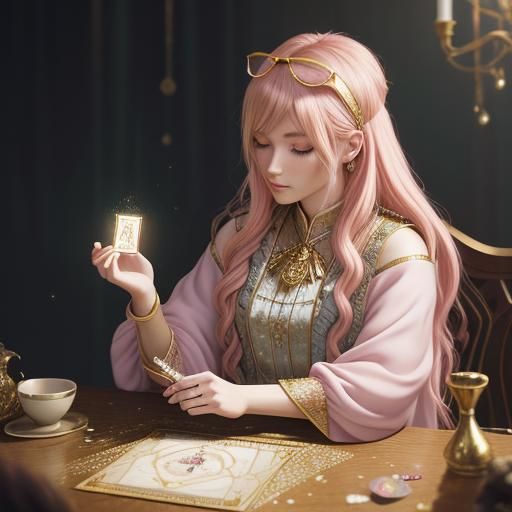 Anime Tarot Reader with Phoenix Figurine in 3D