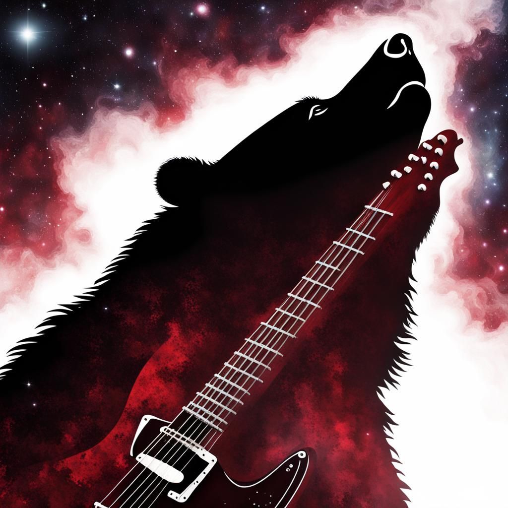 Grizzly Bear Silhouette in Galaxy Nebula