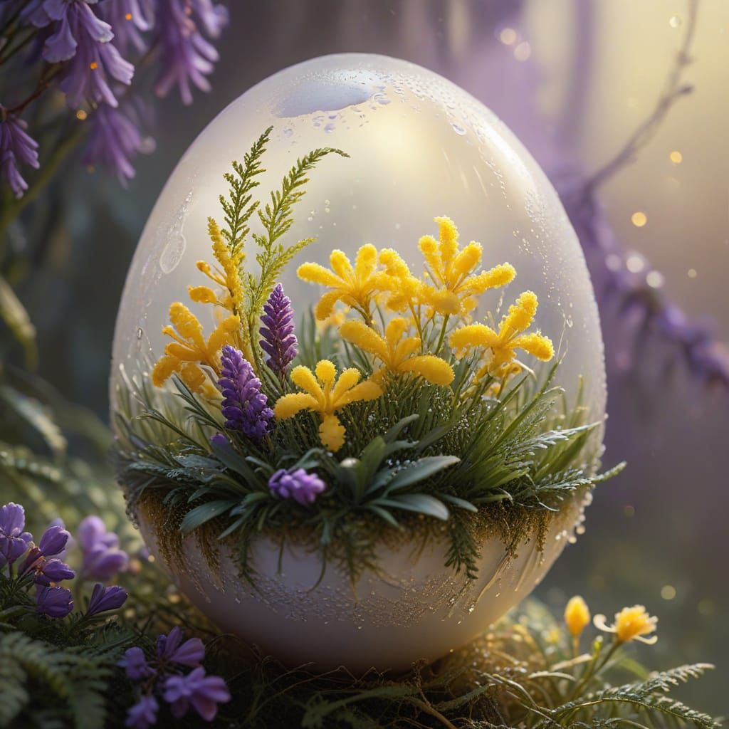 Surreal Eggshell Blooms in Ethereal Light