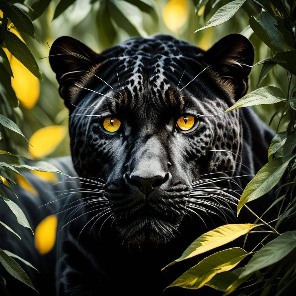 Black Leopard Hiding in the Shadows