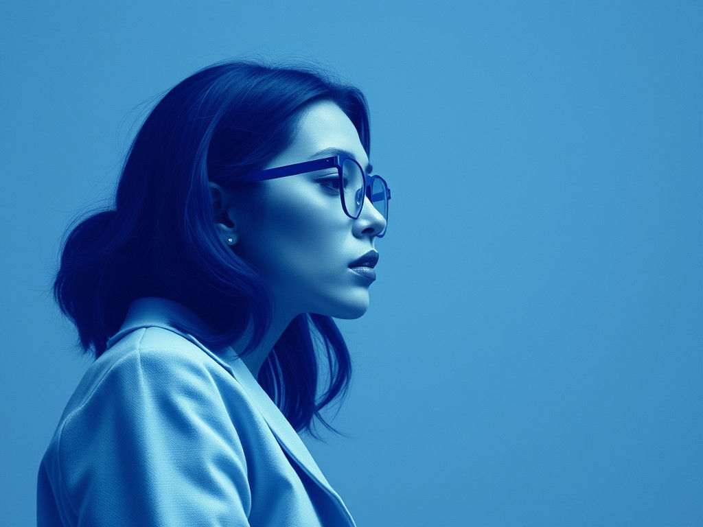 Neoclassical Scene in Cold Cobalt Blue