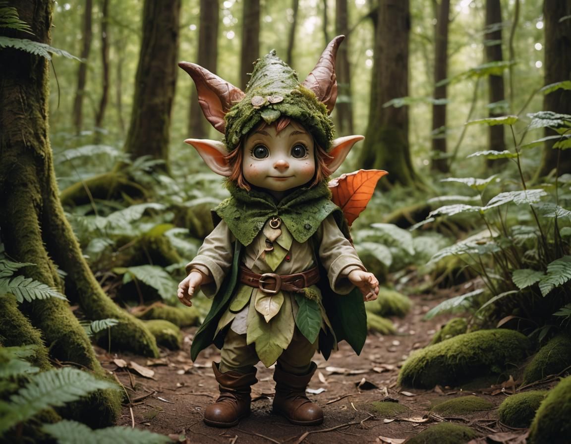 Whimsical Forest Gnome in Spirited Motion