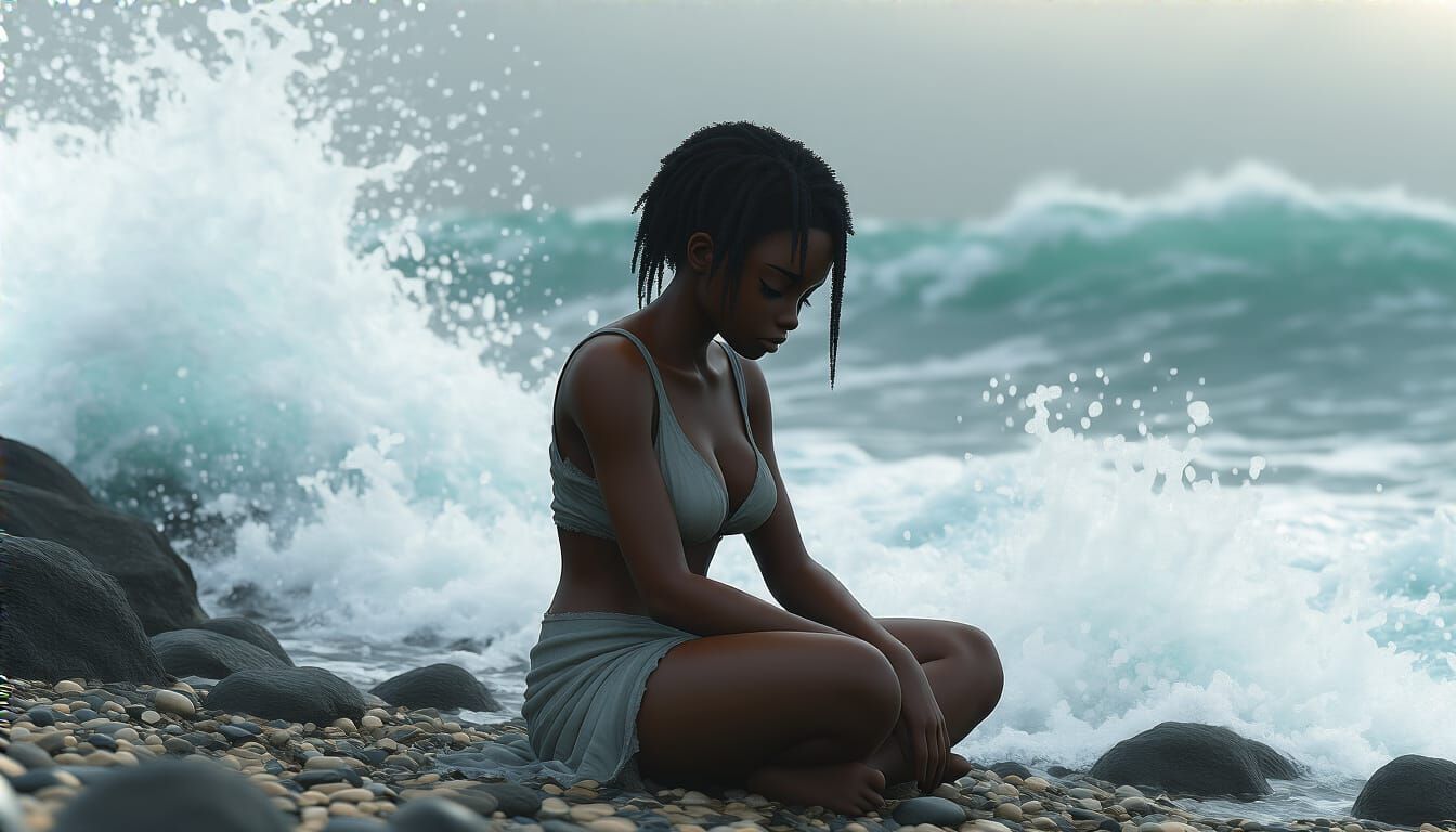 Grief on the Shoreline: Anime-Inspired 3D Rendering