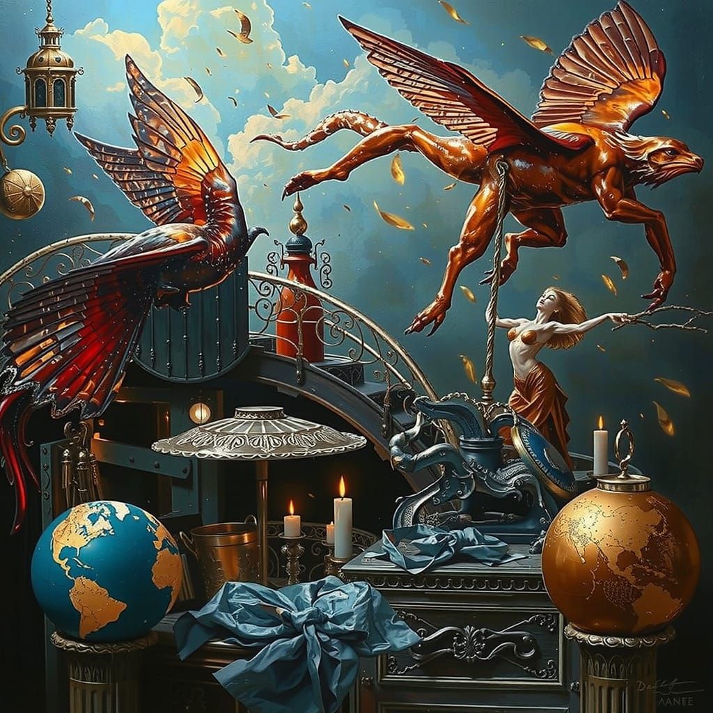 Luxurious Gold and Silver Filigree with Soft Light