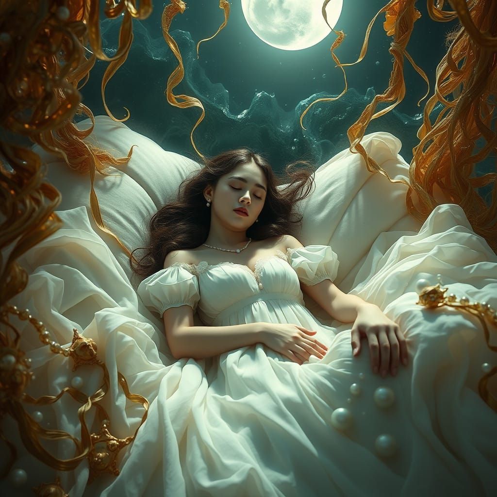 Dreamlike Mermaid in an Underwater Realm, Inspired by Beksiń...