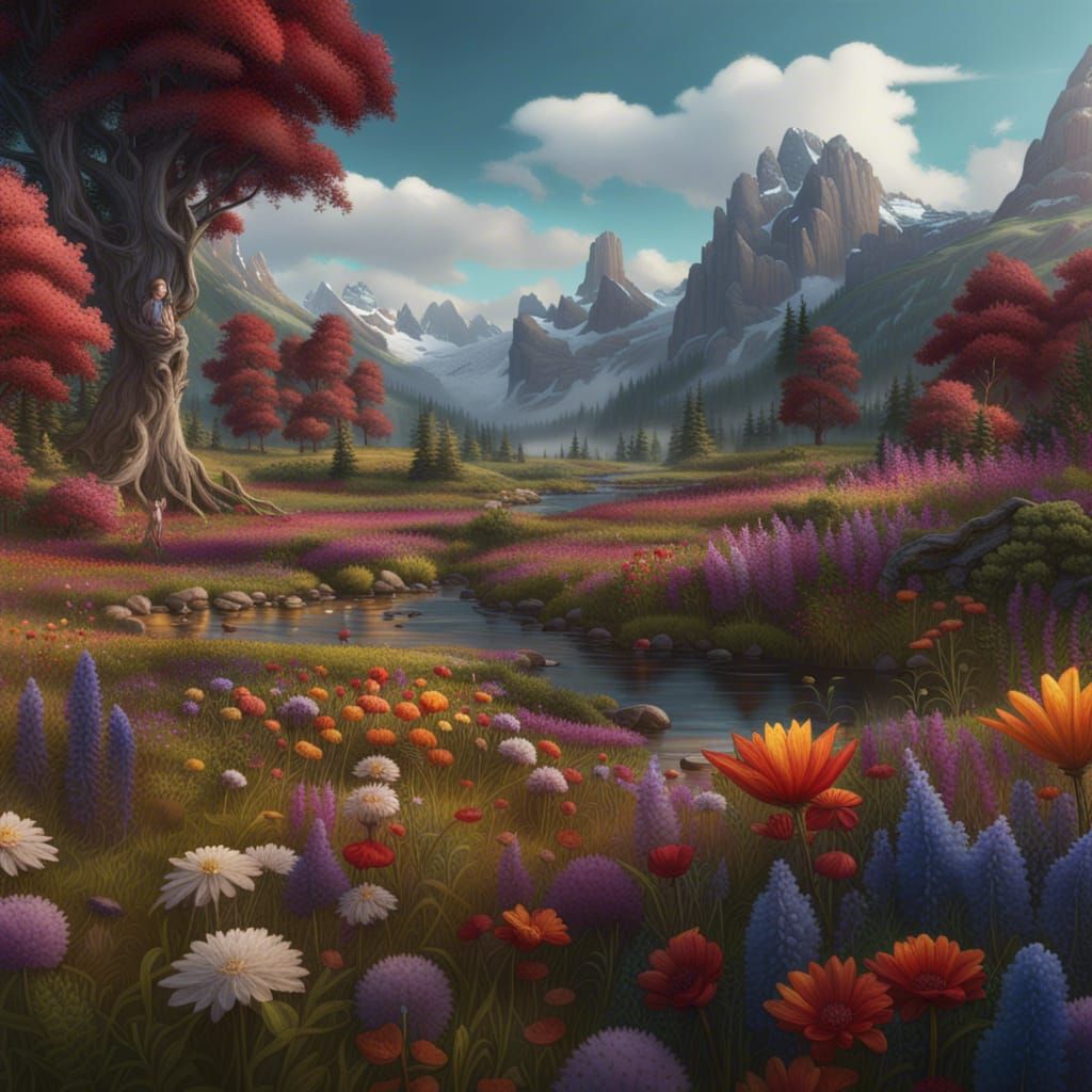 Canadian Flower Fields: Detailed Matte Painting