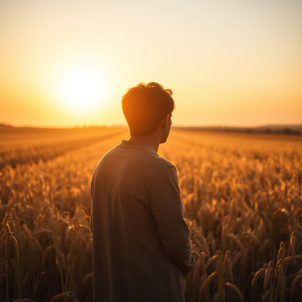 Golden Field Sunset: A Moment of Tranquility