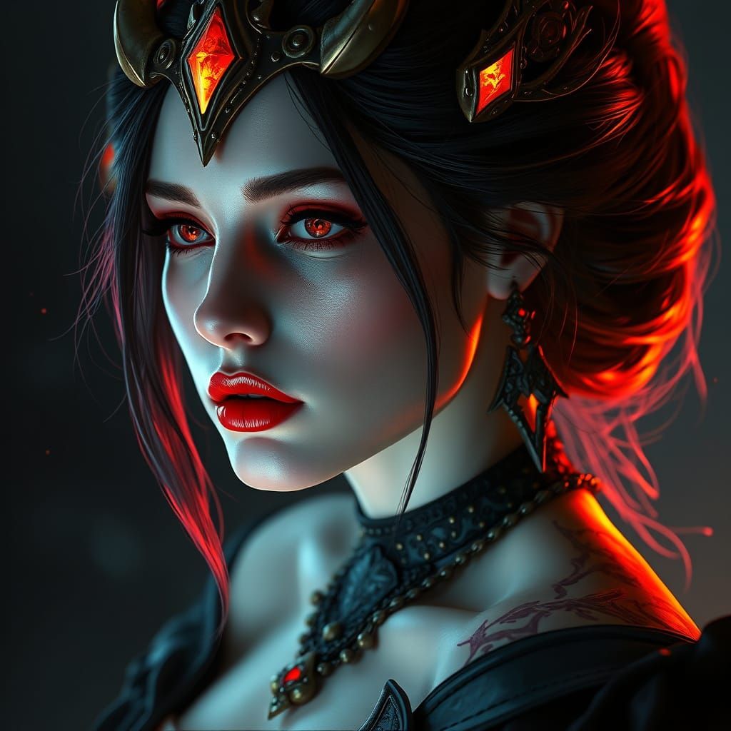 Vampire Goddess Portrait in Triadic Colors