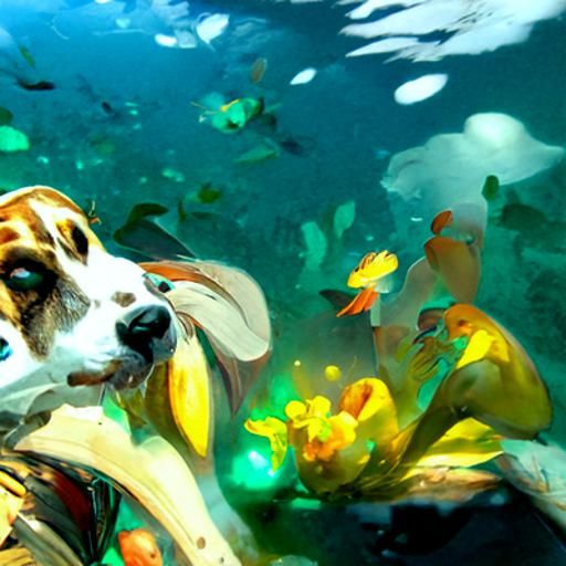 Beagle's Underwater Adventure with Tropical Fish