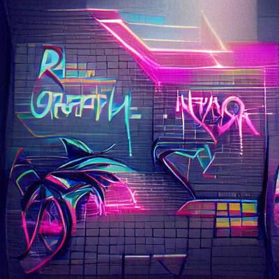 Neon Retro Graffiti Art in Synthwave Style
