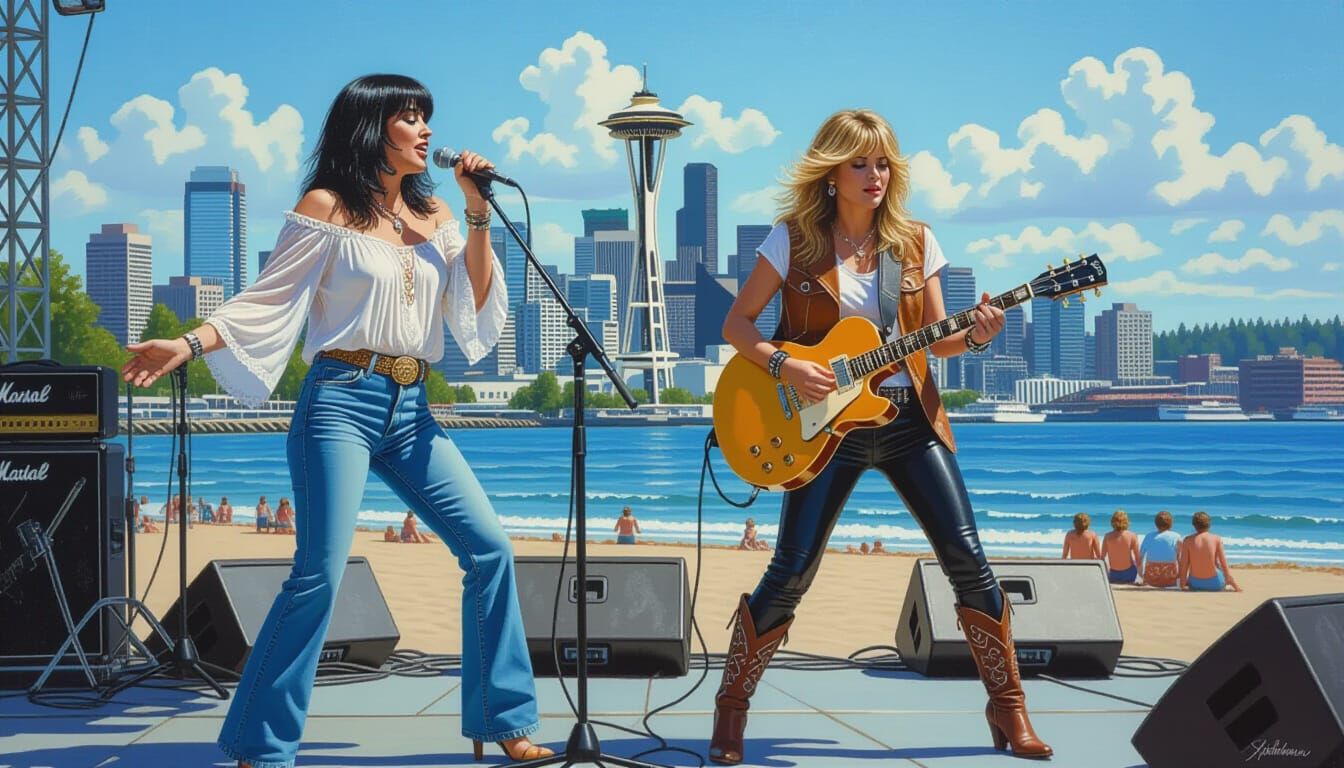 Rock Stars Perform on Seattle Beach Stage