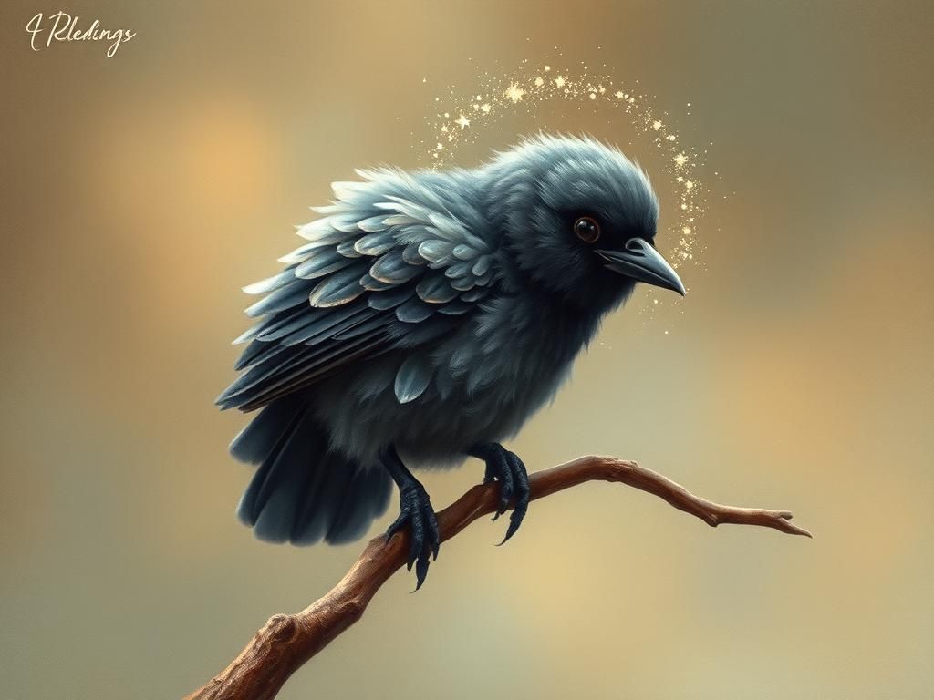 Iridescent Baby Crow Ready for Flight