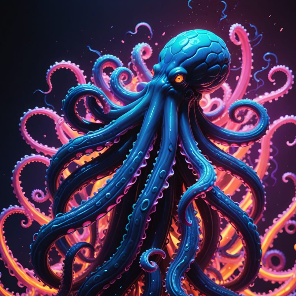 Electric Blue Pickle Fantasy in Swirling Vortex