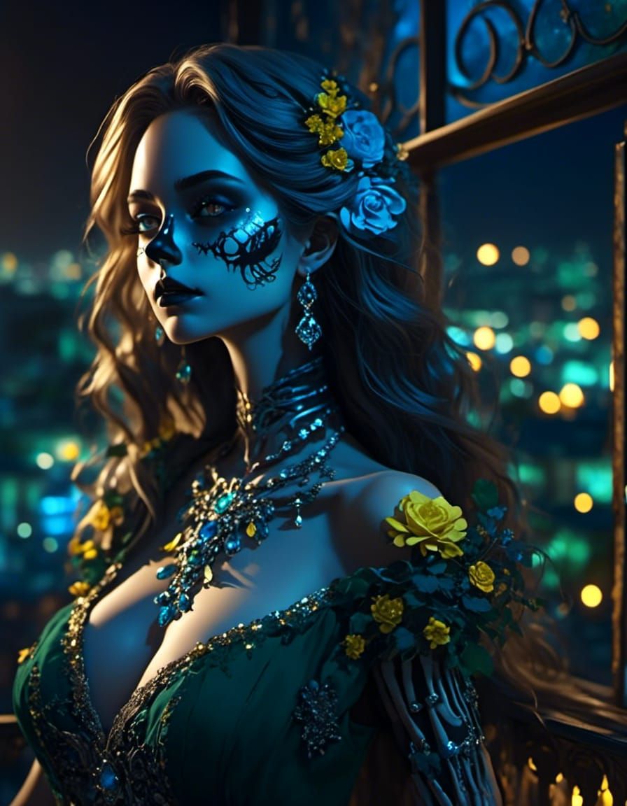 Day of the Dead Skeleton Woman Portrait