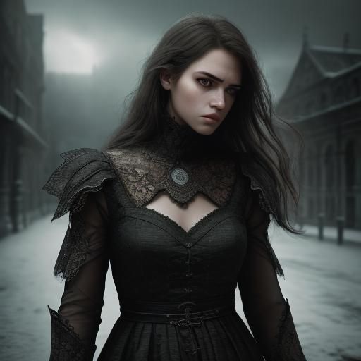 Hyperrealistic Gothic Woman Portrait in HDR
