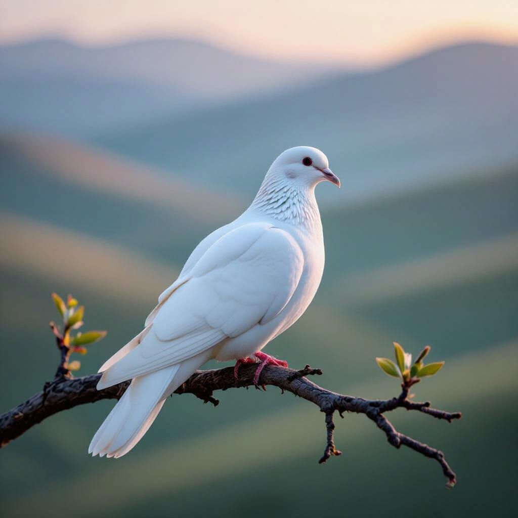 Dove in Iridescent Landscape, Digital Art