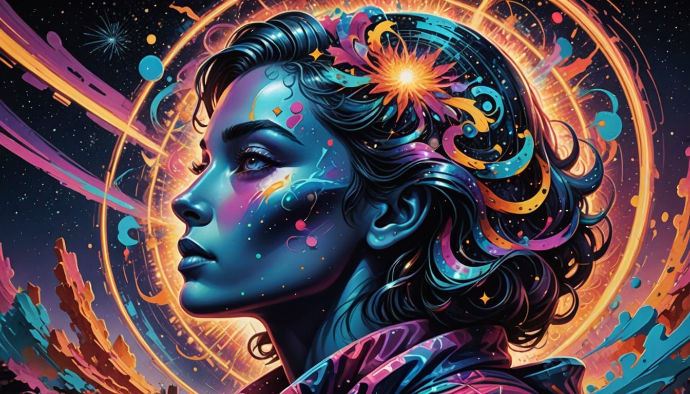 Vibrant Psychedelic Swirls in Cosmic Action