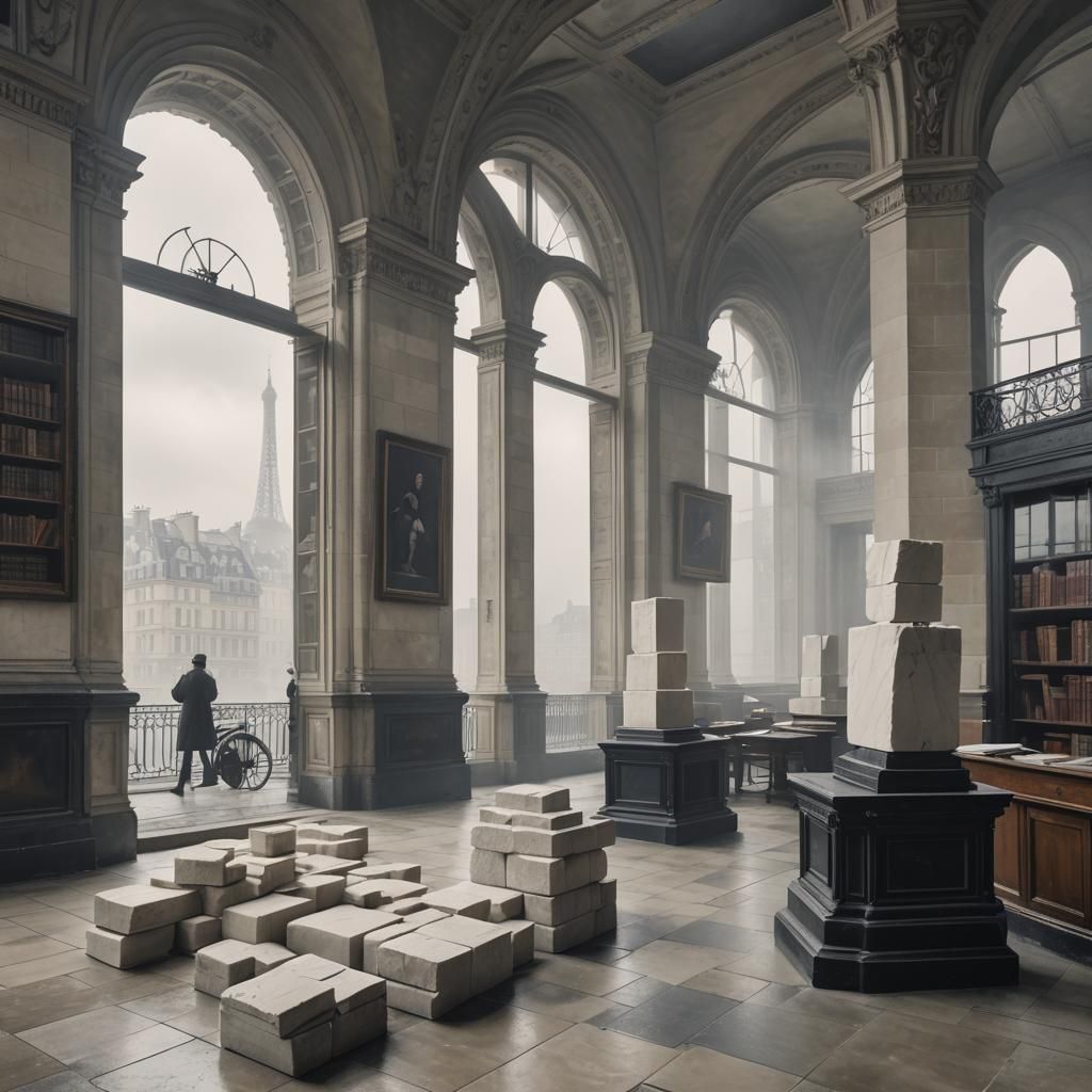 Antique Scale Weighing Chalk Blocks in Bleak Library